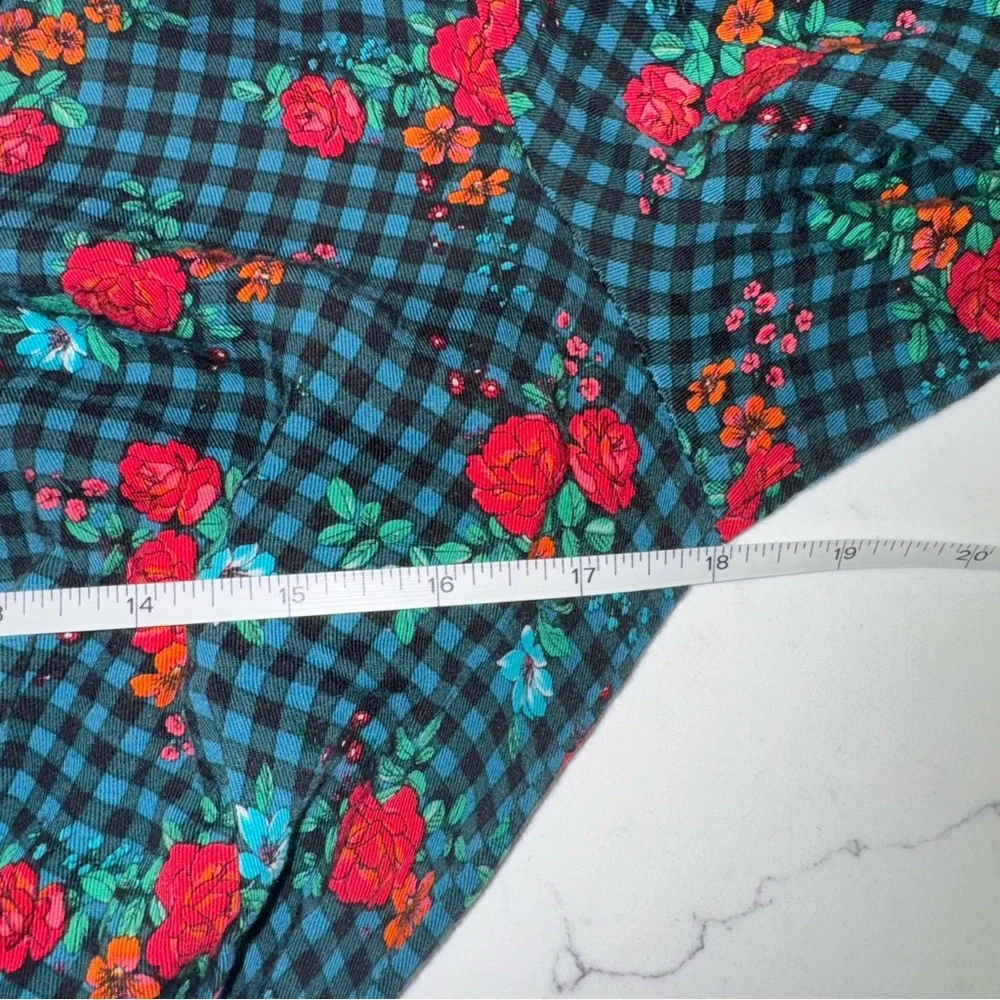 Matilda Jane checkered floral fa la la long sleeve shirt dress green red S - Picture 14 of 16